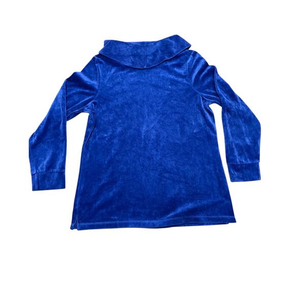 Denim & Co. Women's Long Sleeve Soft Cozy Velour Cowl Neck Tunic Top Blue Medium - Picture 7 of 7